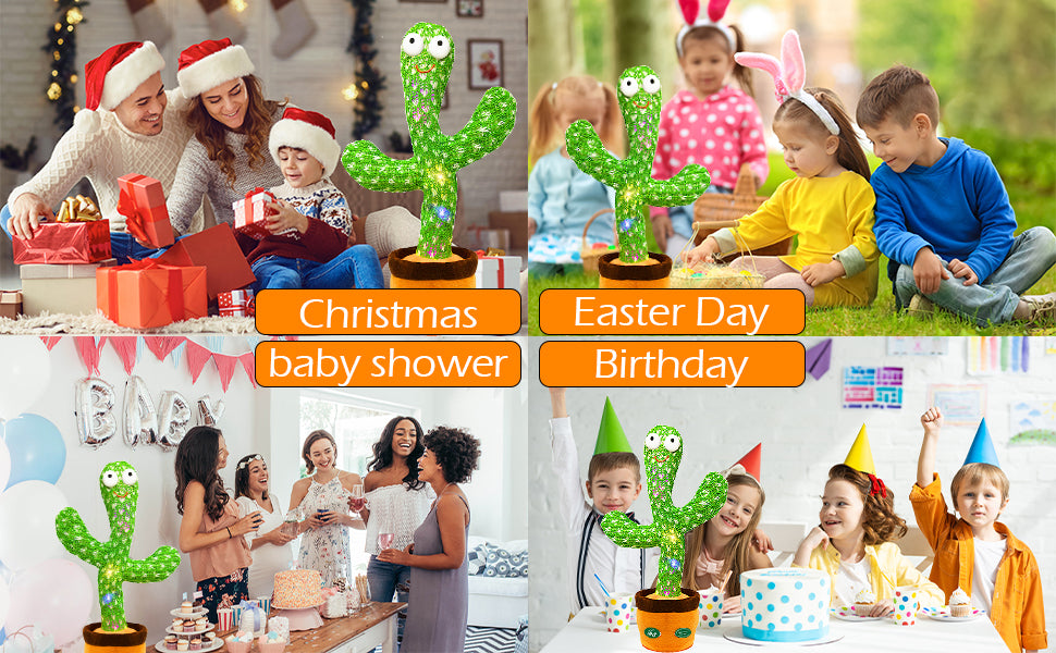 Dancing Cactus Talking Cactus Baby Toys for 0-6 Months 6-12months 1 Year Old Recording Repeats What You say Baby boy Girl Gifts