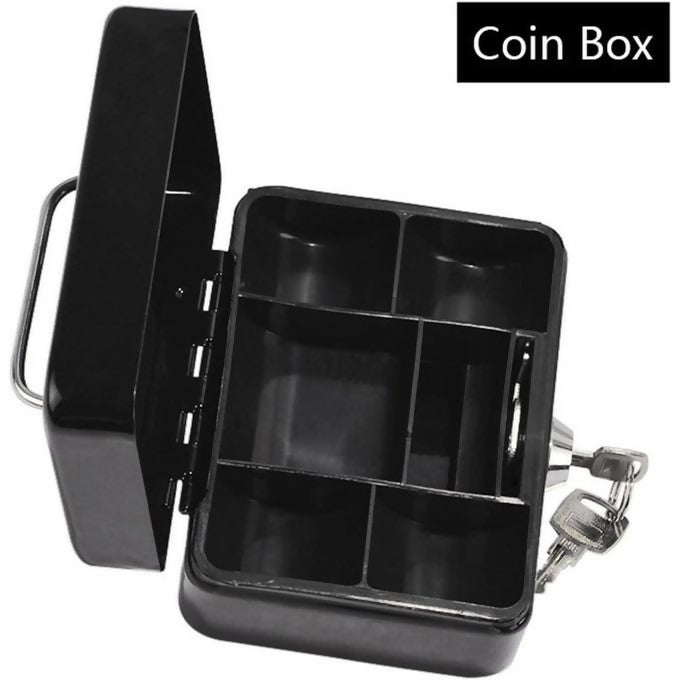 Small Cash Box Black Metal Iron