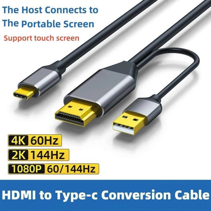 HDMI to USB Type-C Adapter 4K 60Hz Transfer Converter HD Data Connection Cable for Laptop HDMI Connect Type-C Portable Screen