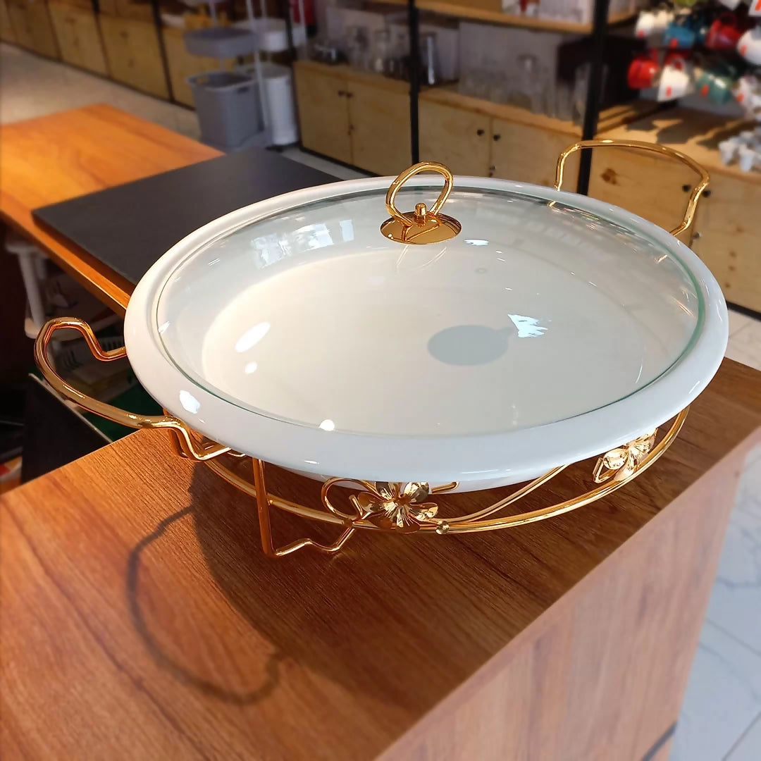 Round Porcelain Chafing Dish/Food Warmer