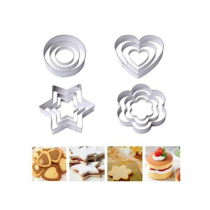 12-piece set of Stainless Steel Cookie and Biscuit Moulds