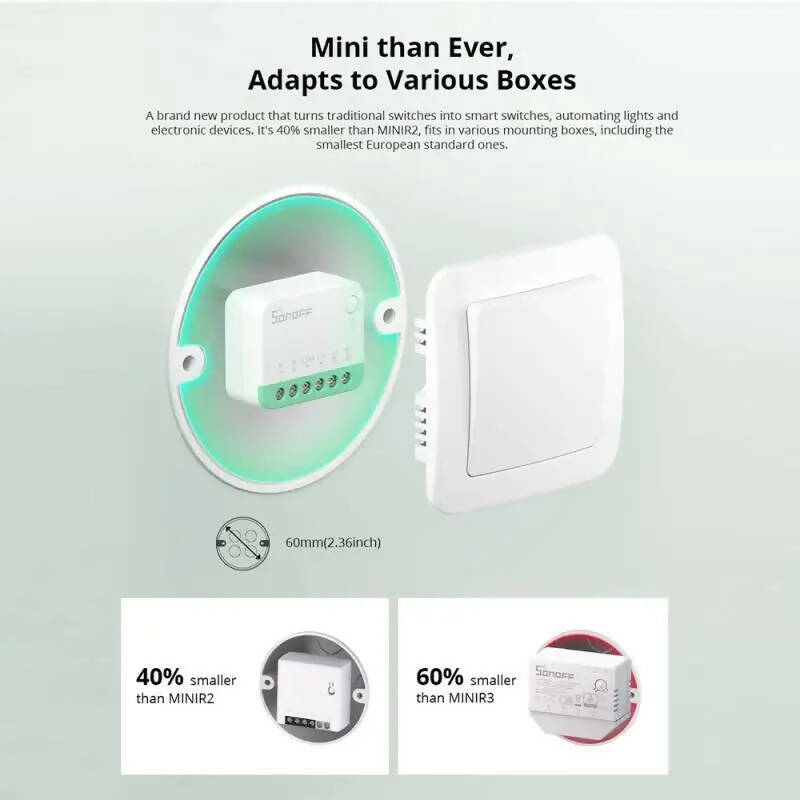 SONOFF MINIR4M Wifi Smart Switch Matter Compatible Wireless Controller Universal Breaker Via Alexa Google Home Voice Control