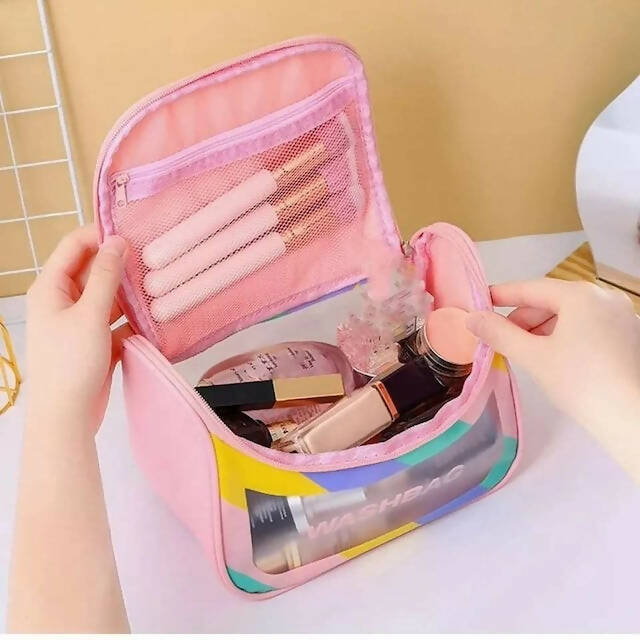 Transparent Washbag/Cosmetic Bag, PVC PU Material, High Capacity, Easy to Carry