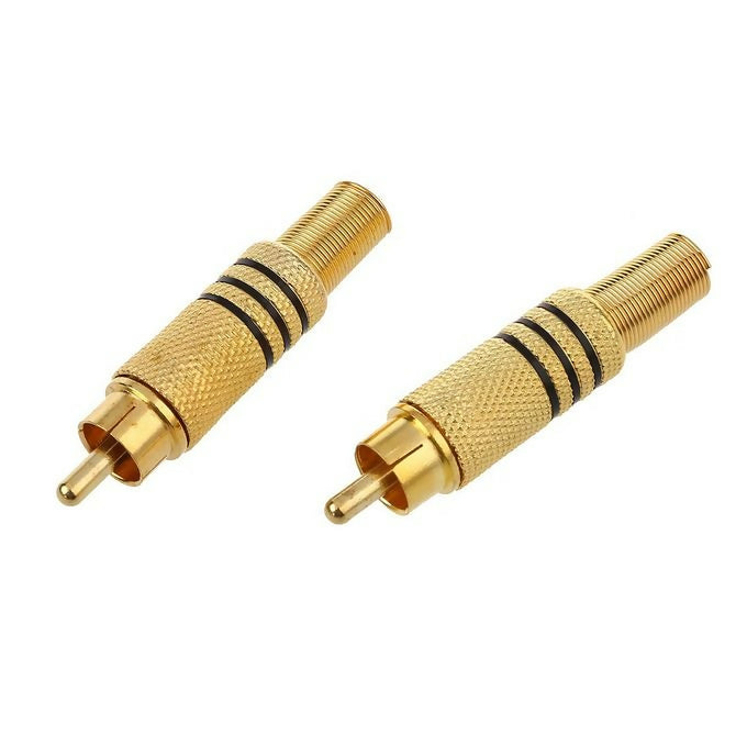 RCA Male Connector Adapter Gold Tone 52mm Long