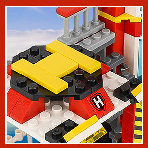 City Oceans Fire Station Building Kit fire Station Set with Fire Station/Fire Helicopter/Fire Ship/Rescue Boat, Gifts for Boys