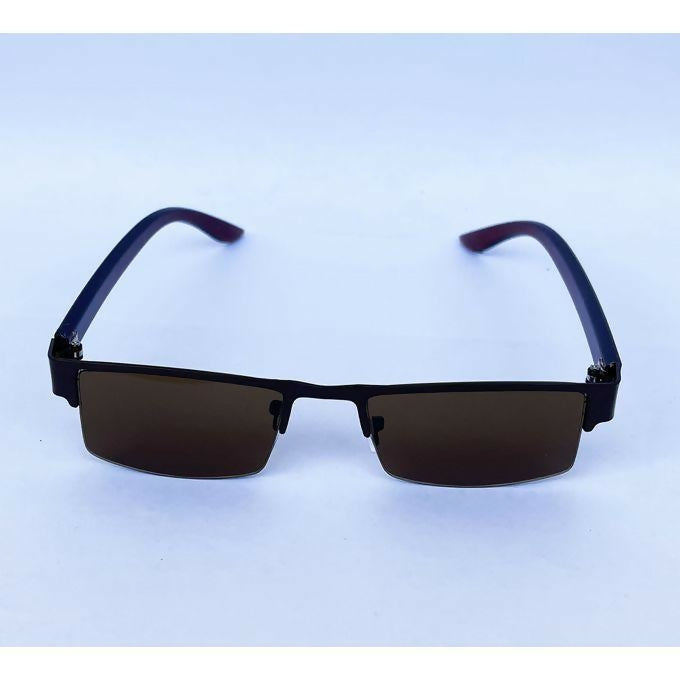 Slim Brown Semi-Rimless Rectangular Glasses