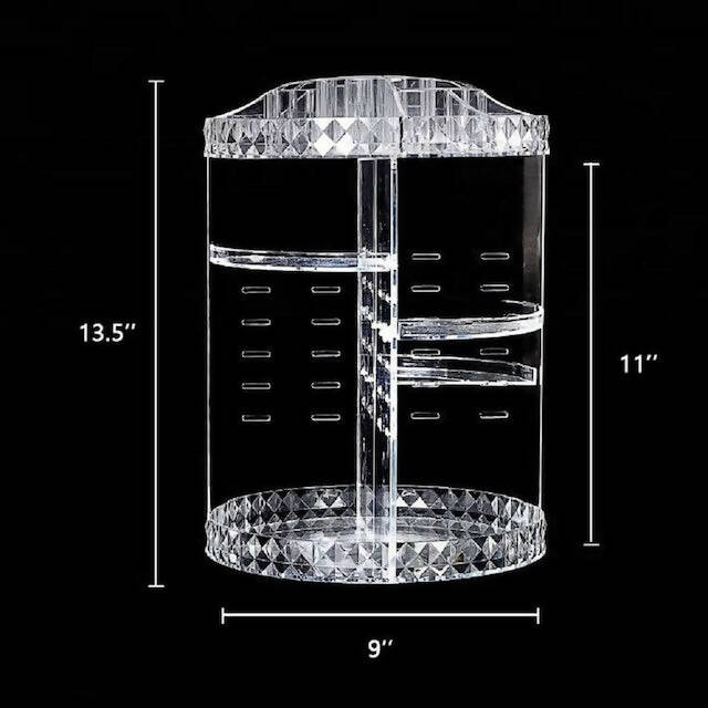 Acrylic Rotating Makeup Organizer, Clear Makeup Organizer 360-Degree Rotating, Adjustable Cosmetic Storage Display Case(28cm * 28cm * 35cm)