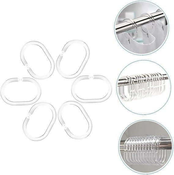 12pcs Bathlux Shower Round Curtain Hooks