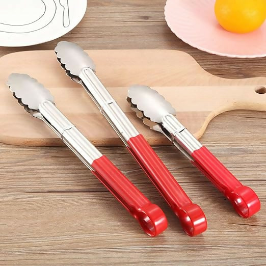 Food Tong, Red Handle 9″