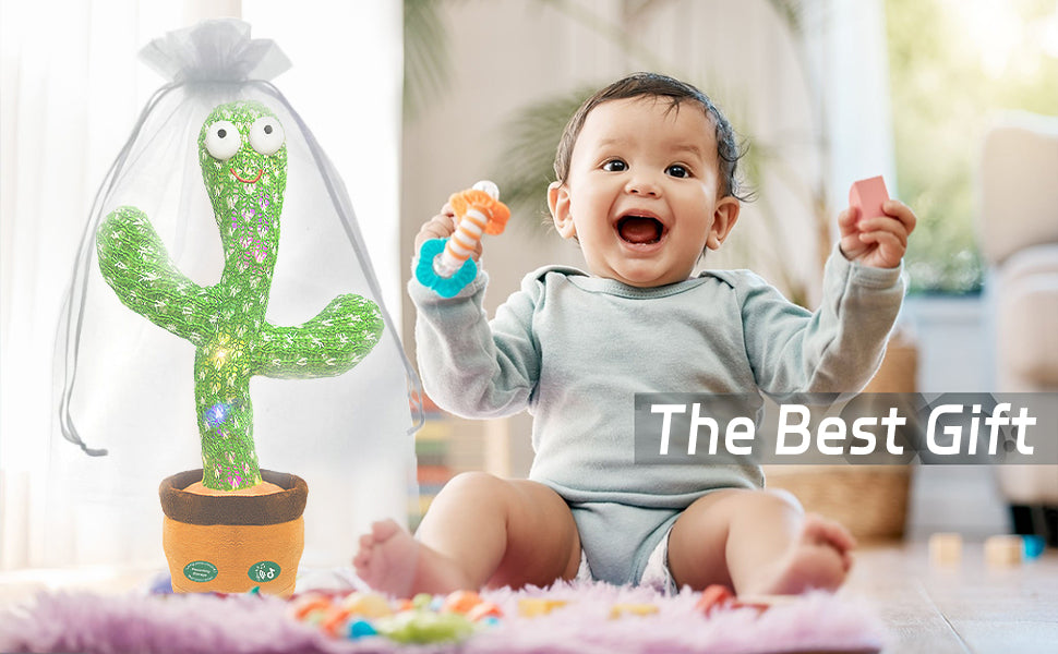 Dancing Cactus Talking Cactus Baby Toys for 0-6 Months 6-12months 1 Year Old Recording Repeats What You say Baby boy Girl Gifts