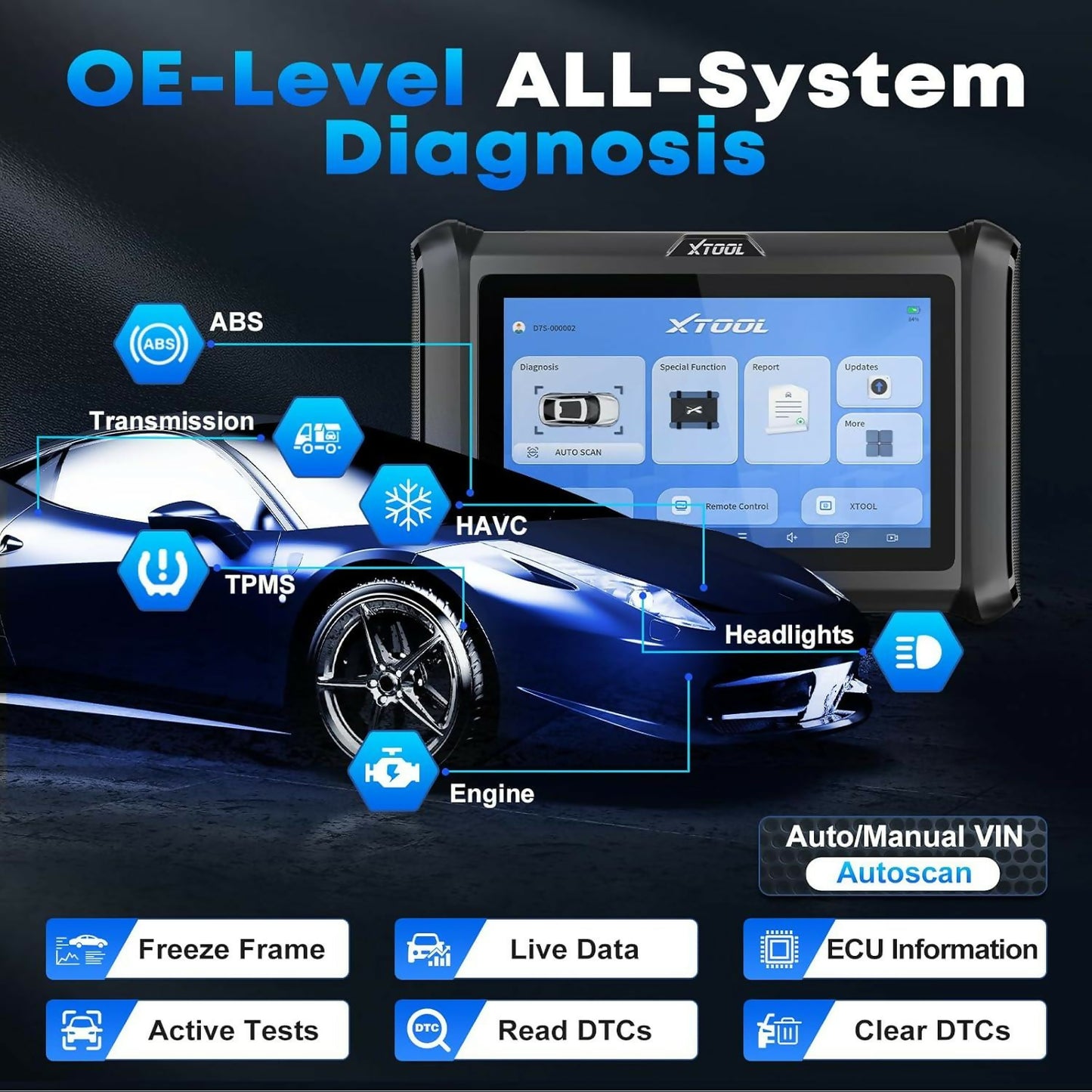 Xtool D7S Bidirectional Scan Tool, 2025 OBD2 Scanner Diagnostic with FCA AutoAuth, All System Car Scanner, 39+ Resets, ECU Coding Tuning Tuner, PMI, Upgrade of D7, Crankshaft Relearn, CAN FD/DoIP, 3-Yr Update