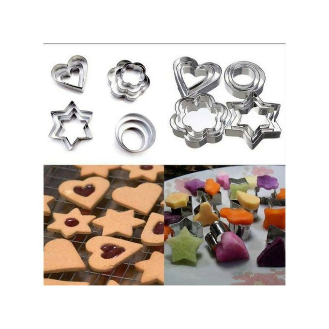 12-piece set of Stainless Steel Cookie and Biscuit Moulds