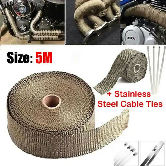 Exhaust Manifolds Turbo Heat Insulation Tape Heat Wrap Shield with Stainless Steel Ties