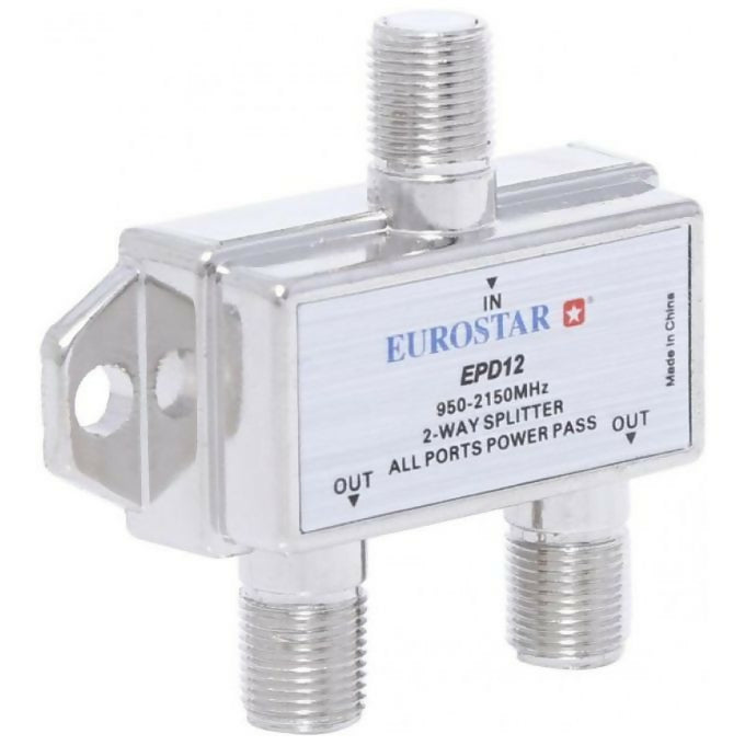 Eurostar 2-Way Coaxial Cable Splitter