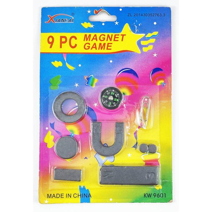 9 Piece Magnet Game Set For Kids With Compass, Kit Toys for Projects and Experiments