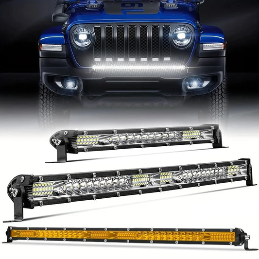 12V 24V LED Light Bar Off Raod 10" 20" White Yellow Spot Flood LED Work Light Bar Driving Fog Lights for Car Truck 4x4 ATV SUV