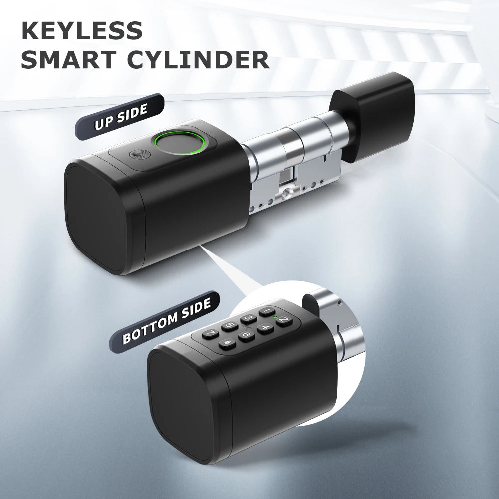 RAYKUBE V1 Adjustable TT Lock/ Tuya Bluetooth Smart Fingerprint Digital Cylinder Lock with APP/Password/RFID Card/Key  unlock