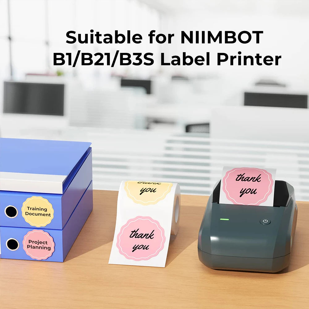 NIIMBOT Round Color B21/B203/B3S Label Machine Printing Paper Self-Adhesive Label Waterproof Oil Resistant Tear Resistant Label