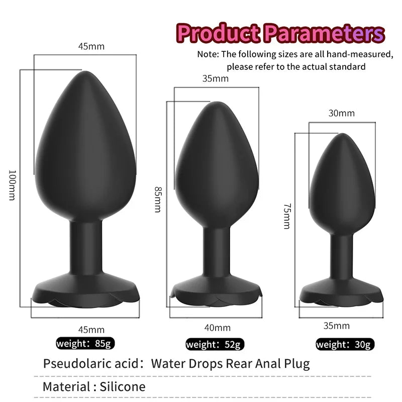 Rose Anal Plug 3 Size Silicone Butt Plugs Stimulator Anal Sex Toys Prostate Massager Anal Trainer Sex Toys for Men Women Couples