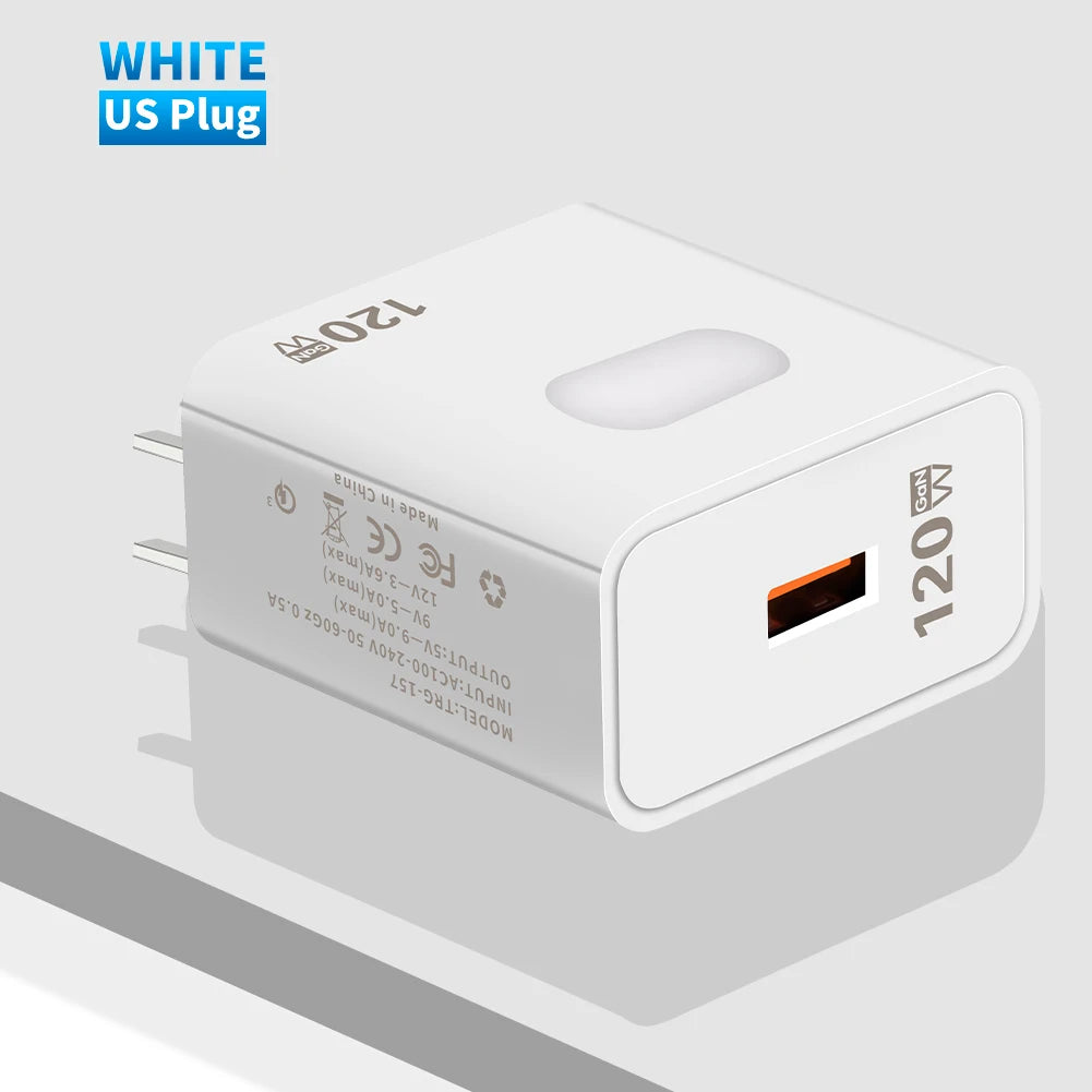 120W GaN USB Charger Fast Charging Quick Charge 3.0 Mobile Phone Charger For iPhone Samsung Xiaomi Huawei Charger Fast Charging