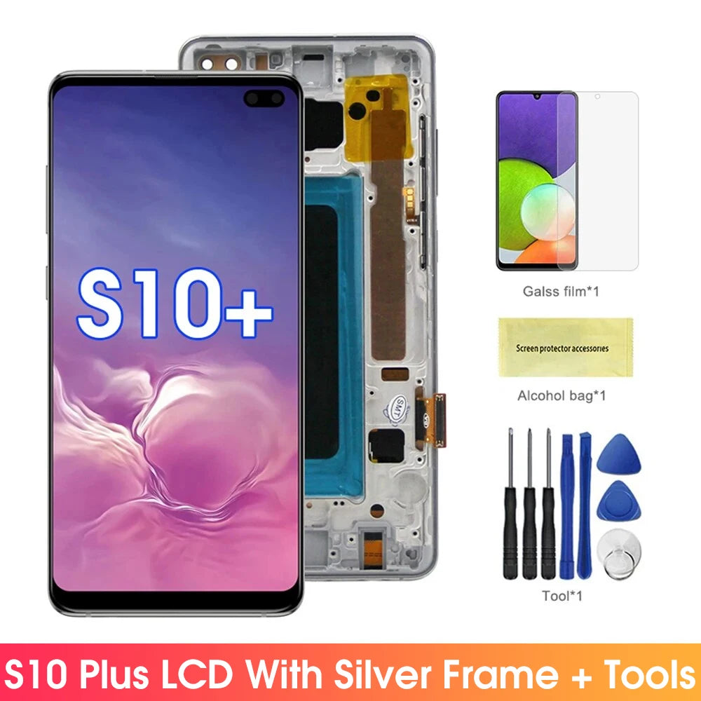 Screen for Samsung Galaxy S10 Plus S10+ G975 G975F Lcd Display Digital Touch Screen  with Frame for Samsung Galaxy S10 Assembly