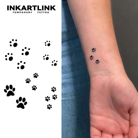 Cat And Dog Paw Prints Temporary Tattoo,Lasts To 15 Days New Technology Magic Waterproof Semi Permanent Sticker