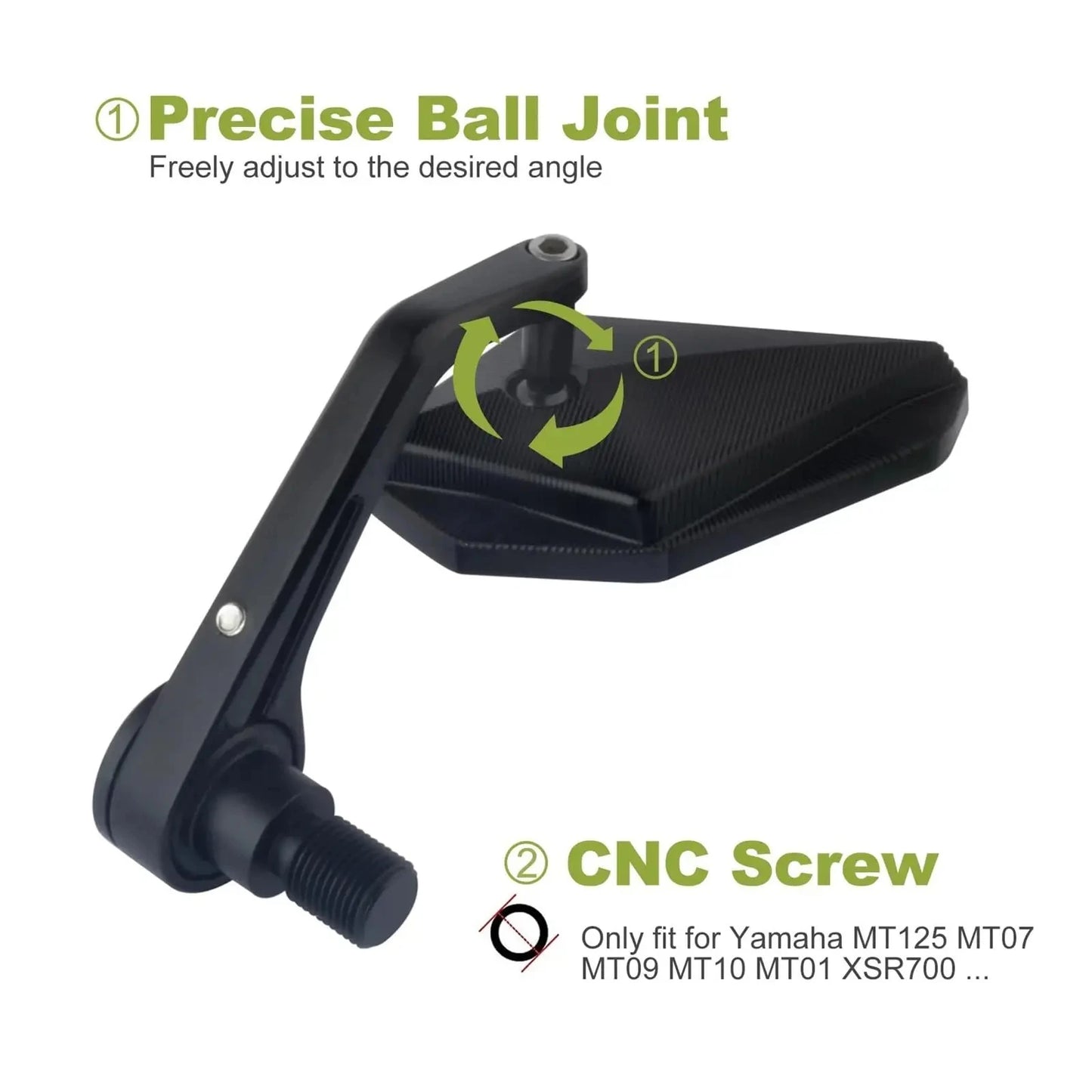 Motorcycle Rearview Handle Bar End Mirror Side Mirror Fit For YAMAHA MT-07 FZ-07 MT-09 FZ-09 MT-10 Tmax500 Tmax530 FZR XSR900