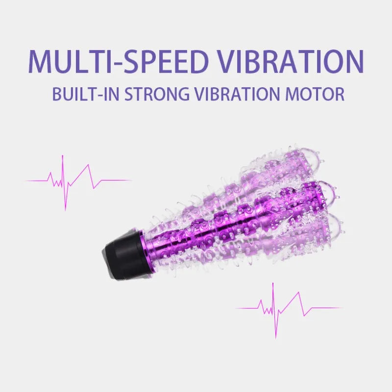 G Spot Stimulator Vibrator for Women Realistic Jelly Vibrating Dildo with Thorn Dragon Beard Small Bald Vibrator Wand Adult Toys