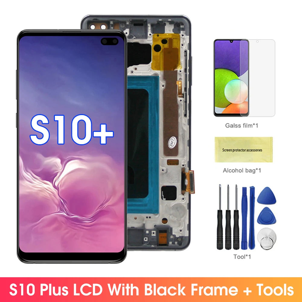 Screen for Samsung Galaxy S10 Plus S10+ G975 G975F Lcd Display Digital Touch Screen  with Frame for Samsung Galaxy S10 Assembly