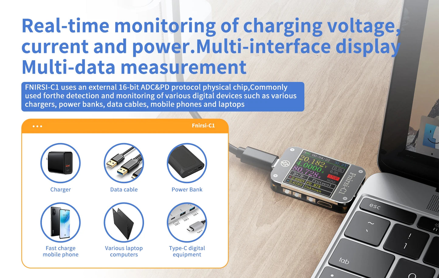 FNB38 Current And Voltage Meter USB Tester QC4+ PD3.0 2.0 PPS Fast Charging Protocol Capacity Test