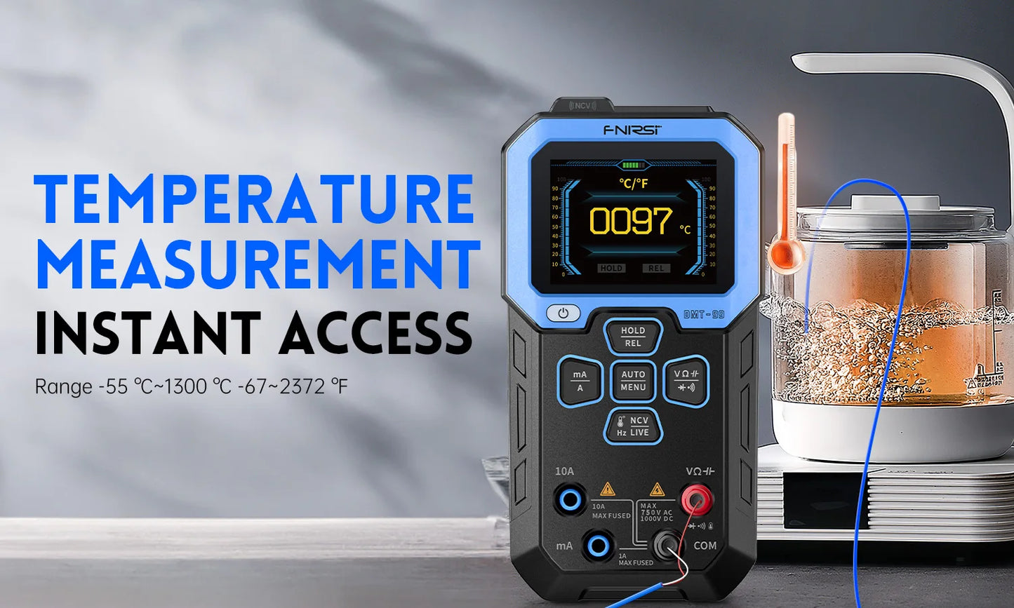 FNIRSI DMT-99 Digital DMM 9999 Counts Smart Professional Tester 1000V 10A True RMS Auto Range AC DC Ohm Hz Capacitance