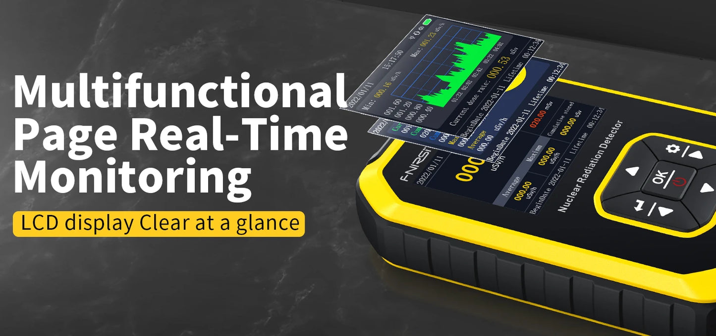 FNIRSI GC-01 Geiger Counter Nuclear Radiation Detector Personal Dosimeter X-ray γ-ray β-ray Radioactivity Tester Marble Detector