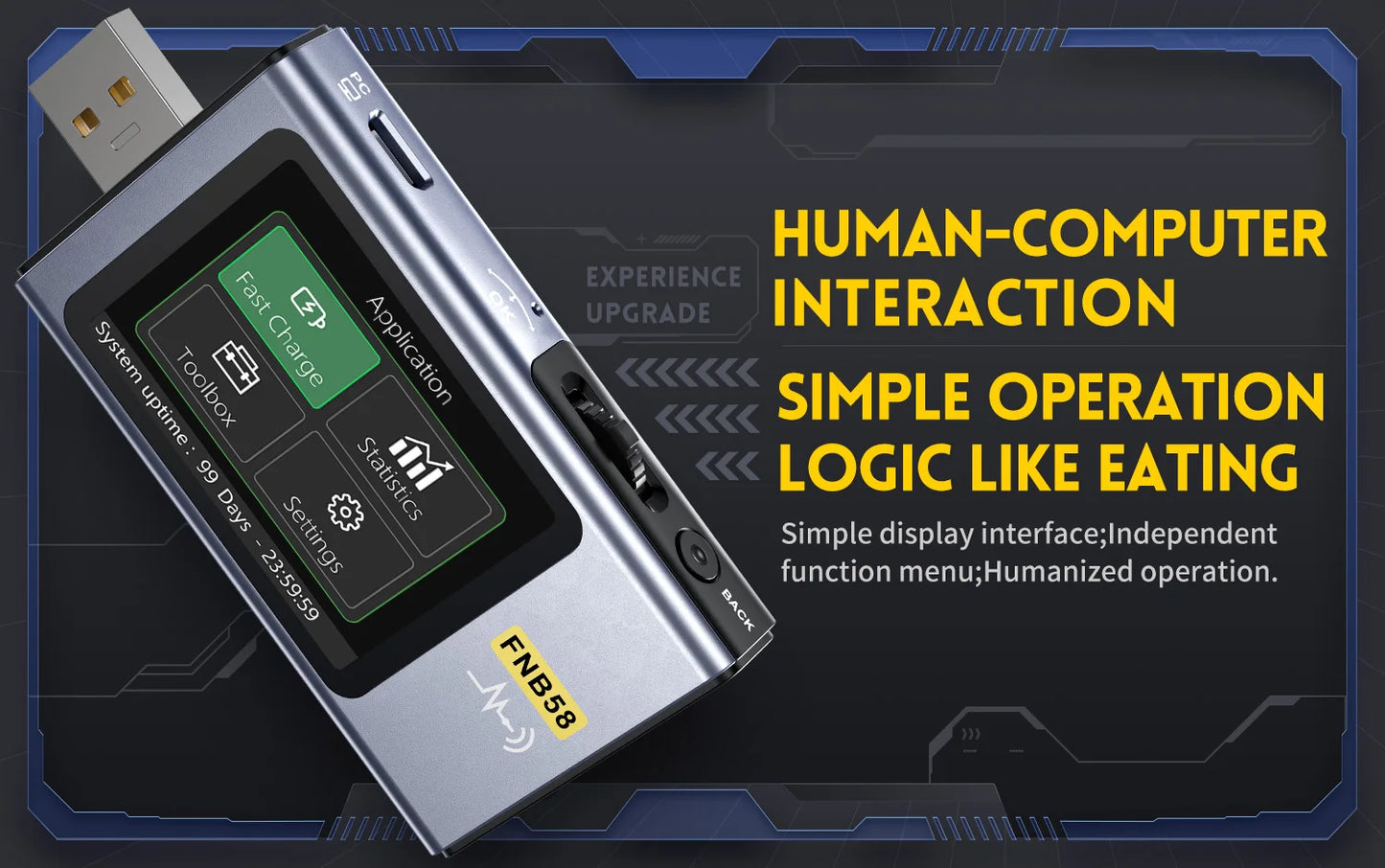 FNIRSI-FNB58 Digital Voltmeter Ammeter USB Tester TYPE-C Fast Charge Detection Trigger Capacity Measurement Ripple Measurement