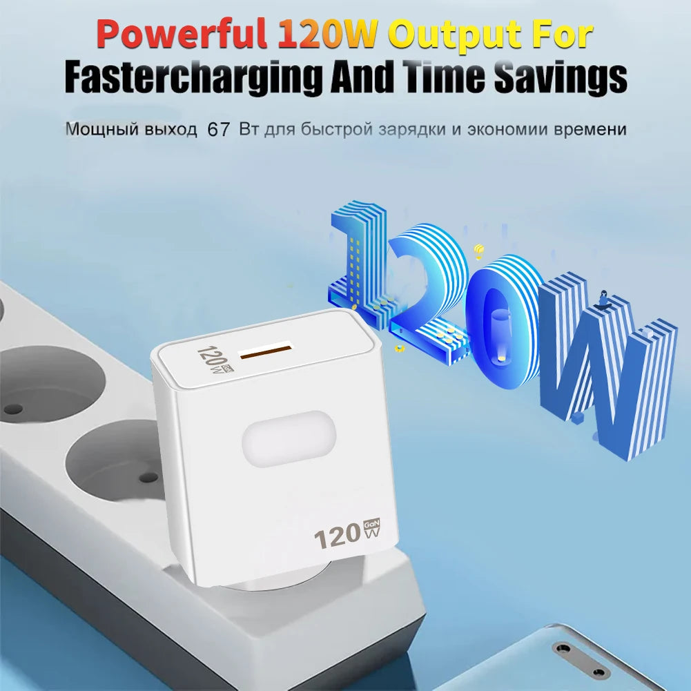 120W GaN USB Charger Fast Charging Quick Charge 3.0 Mobile Phone Charger For iPhone Samsung Xiaomi Huawei Charger Fast Charging