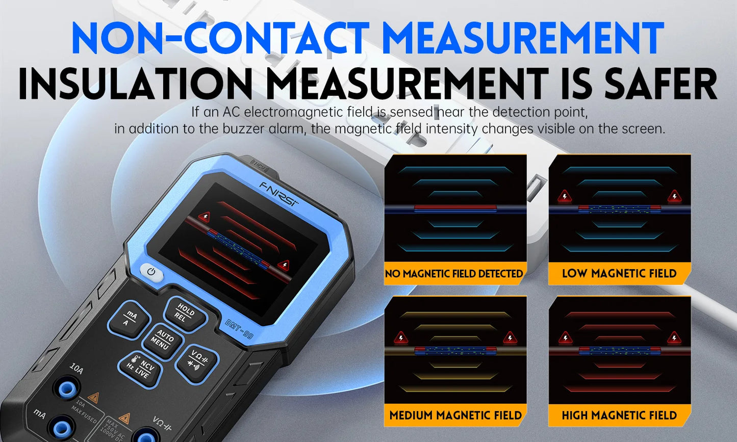 DMT-99 Digital Voltage and Current Tester 9999 Counts Smart Professional 1000V 10A True RMS Auto Range AC DC Ohm Hz Capacitance