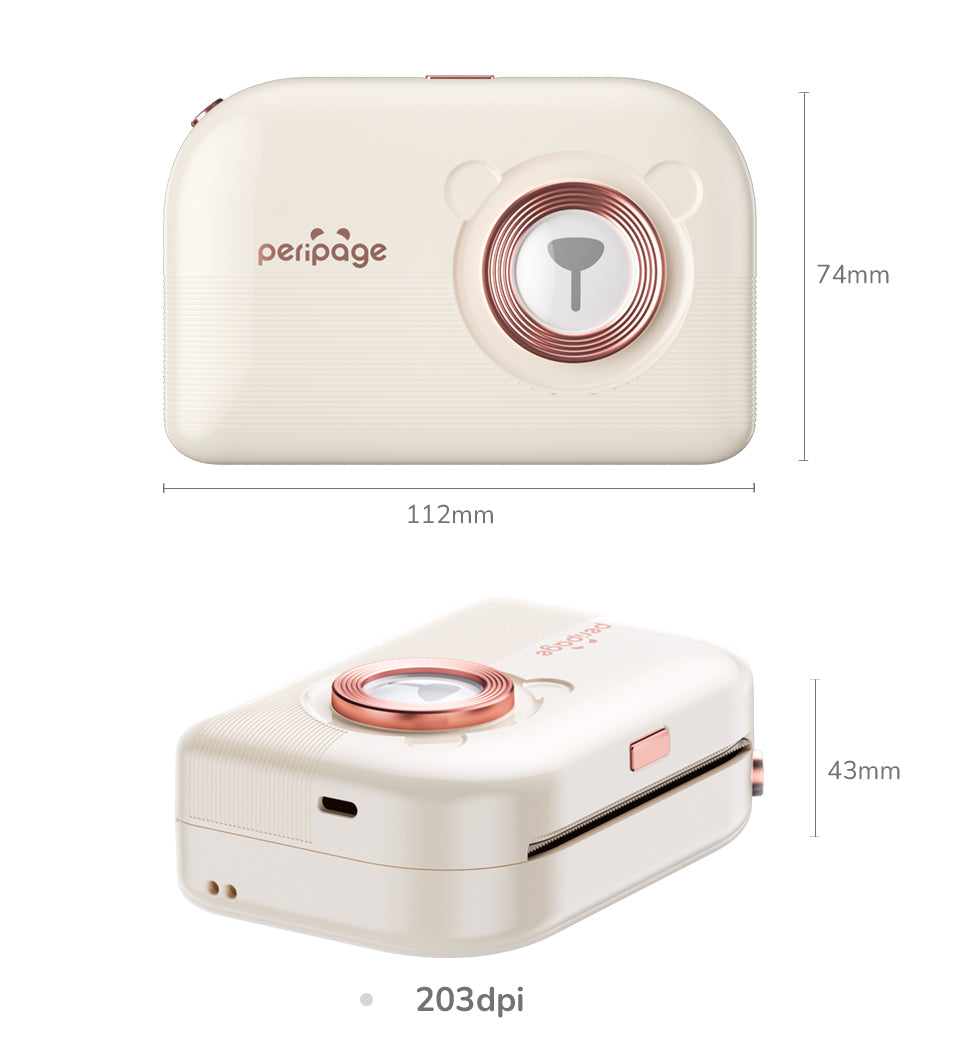 PeriPage A3X Mini Portable Photo Sticker Printer 203dpi BT Wireless Mobile Thermal Printer Receipt Label Maker Support