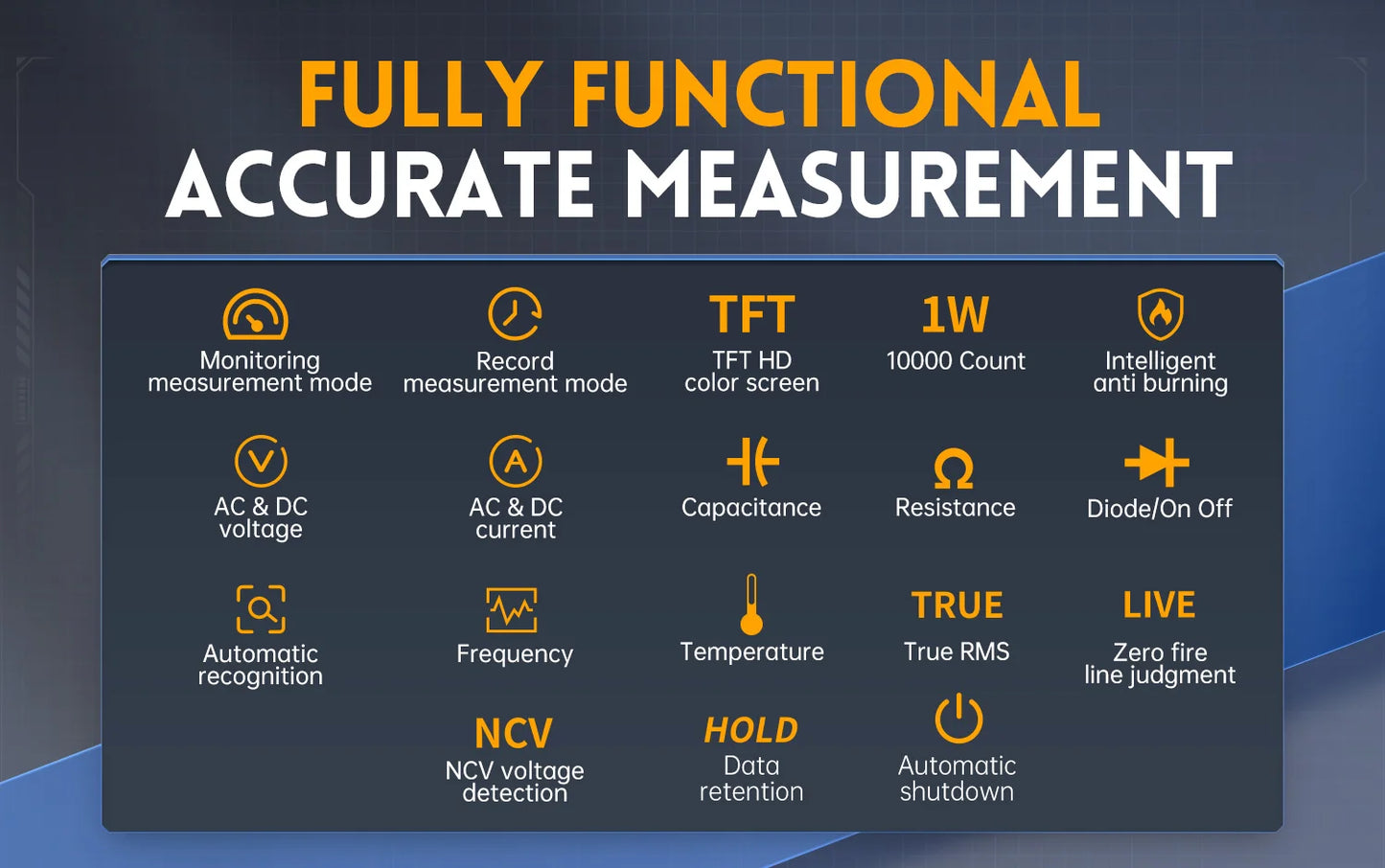FNIRSI DMT-99 Digital Multimeter 9999 Counts Smart Professional Tester 1000V 10A True RMS Auto Range AC DC Ohm Hz Capacitance