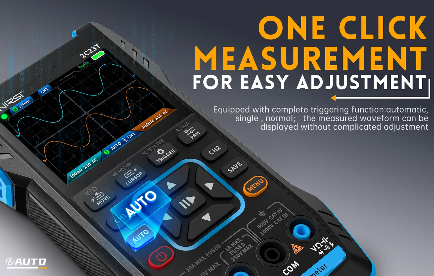 FNIRSI 2C23T Digital Oscilloscope Multimeter+ DDS Signal Generator 3-in-1 10MHz*2 50M Sample rate ACDC Voltage Diode 2MHz Output