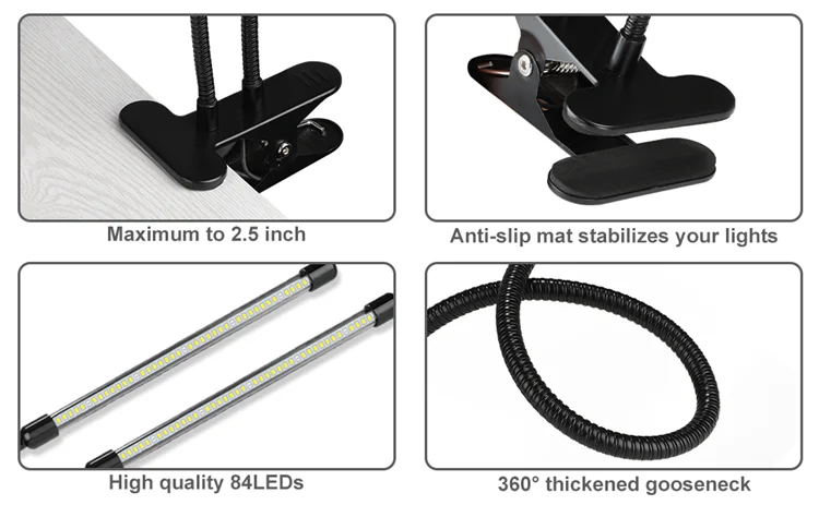 Desk LED Grow Light Plant Lights for Indoor Plants,Full Spectrum With Clip Plant Growing Lamp for Seed Start,Auto On Off Timing