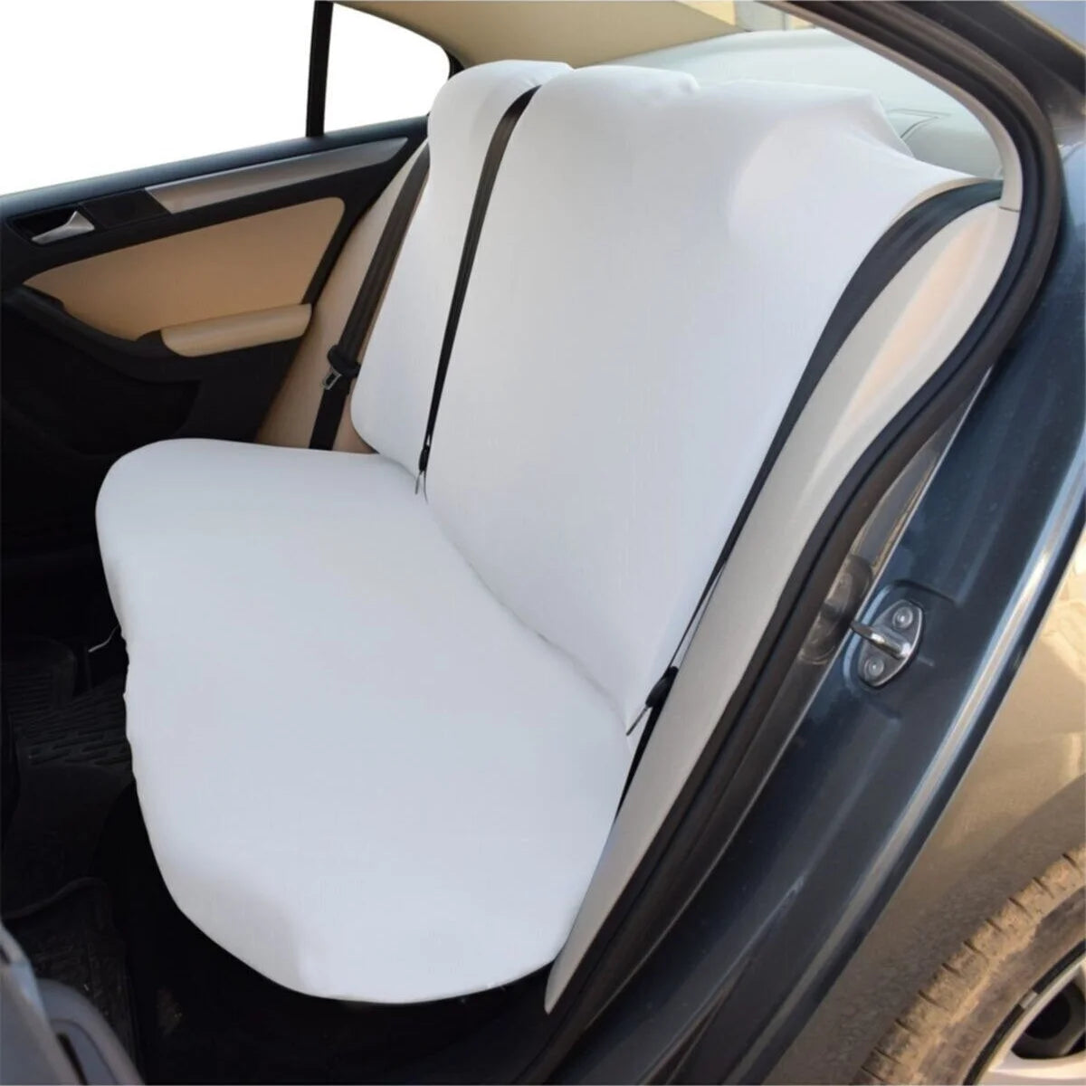 Automobile Seat Cover Protective Universal Car 5 Seat Cover Set Washable Flexible Elastic Black White Cover (100% Cotton Fabric)