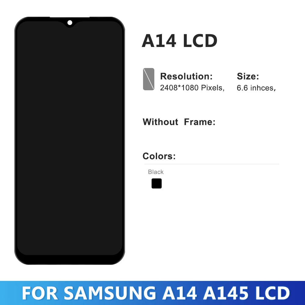 6.6" For Samsung A14 4G LCD Display Touch Screen Digitizer Assembly For Samsung A14 LTE  A145F A145P A145M Screen
