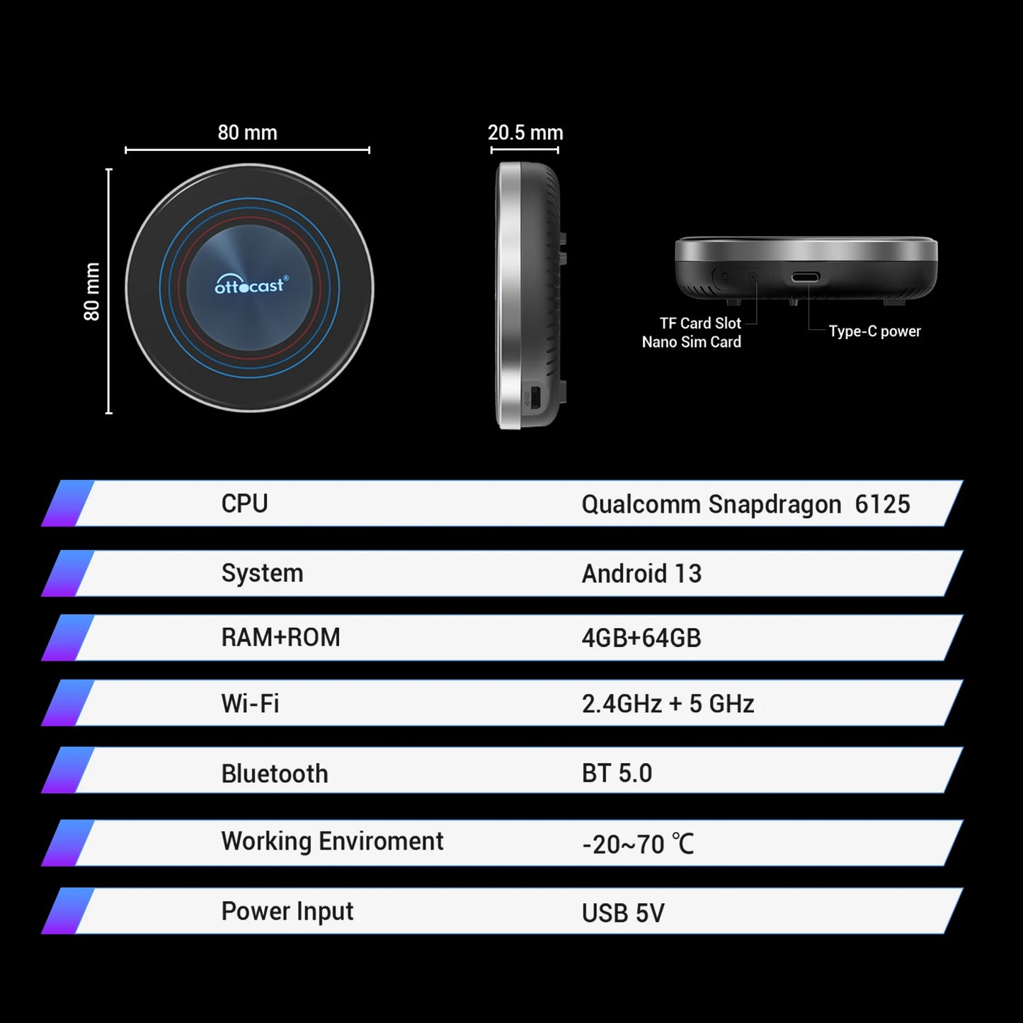 OTTOCAST Android 13 AI Box for BMW Wireless CarPlay for Netflix for BMW ID6 ID7 ID8 Car Accessories 2025 New Year Gift for Men