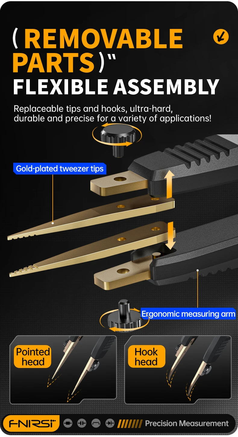 FNIRSI LCR-ST1 Mini Smart Tweezer LCR SMD ESR Tester Resistance Capacitance Inductance Continuity Diode Test Measurement Tools