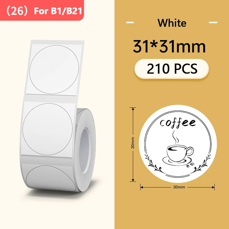 NIIMBOT Round Color B21/B203/B3S Label Machine Printing Paper Self-Adhesive Label Waterproof Oil Resistant Tear Resistant Label