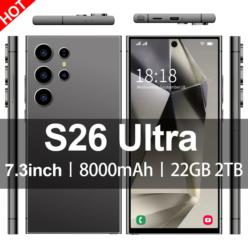 2025 NEW S26 Ultra Cellphones Original Smartphone 5G Dual SIM Android 14 Cell Phone Snapdragon 8 gen 3 Smart Mobile Phones