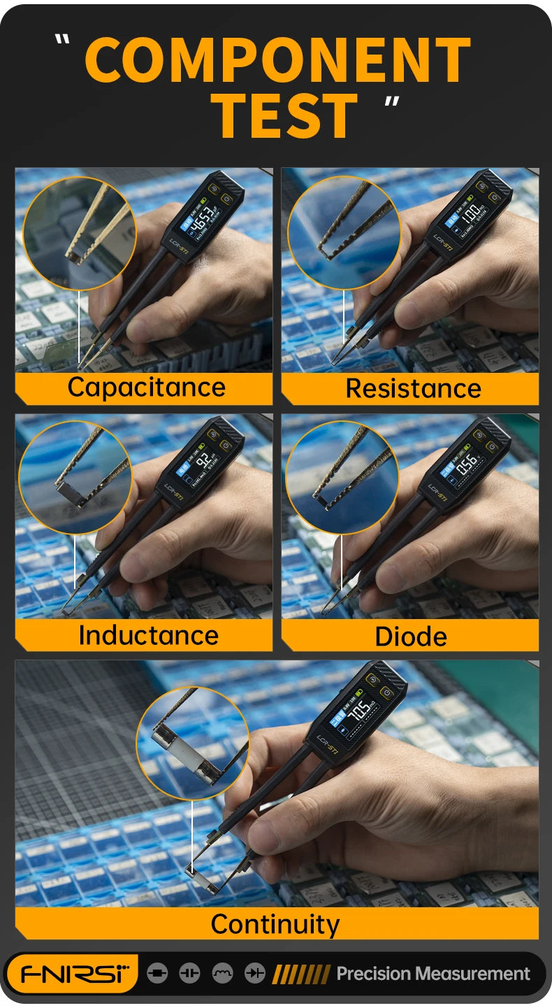 FNIRSI LCR-ST1 Mini Smart Tweezer LCR SMD ESR Tester Resistance Capacitance Inductance Continuity Diode Test Measurement Tools