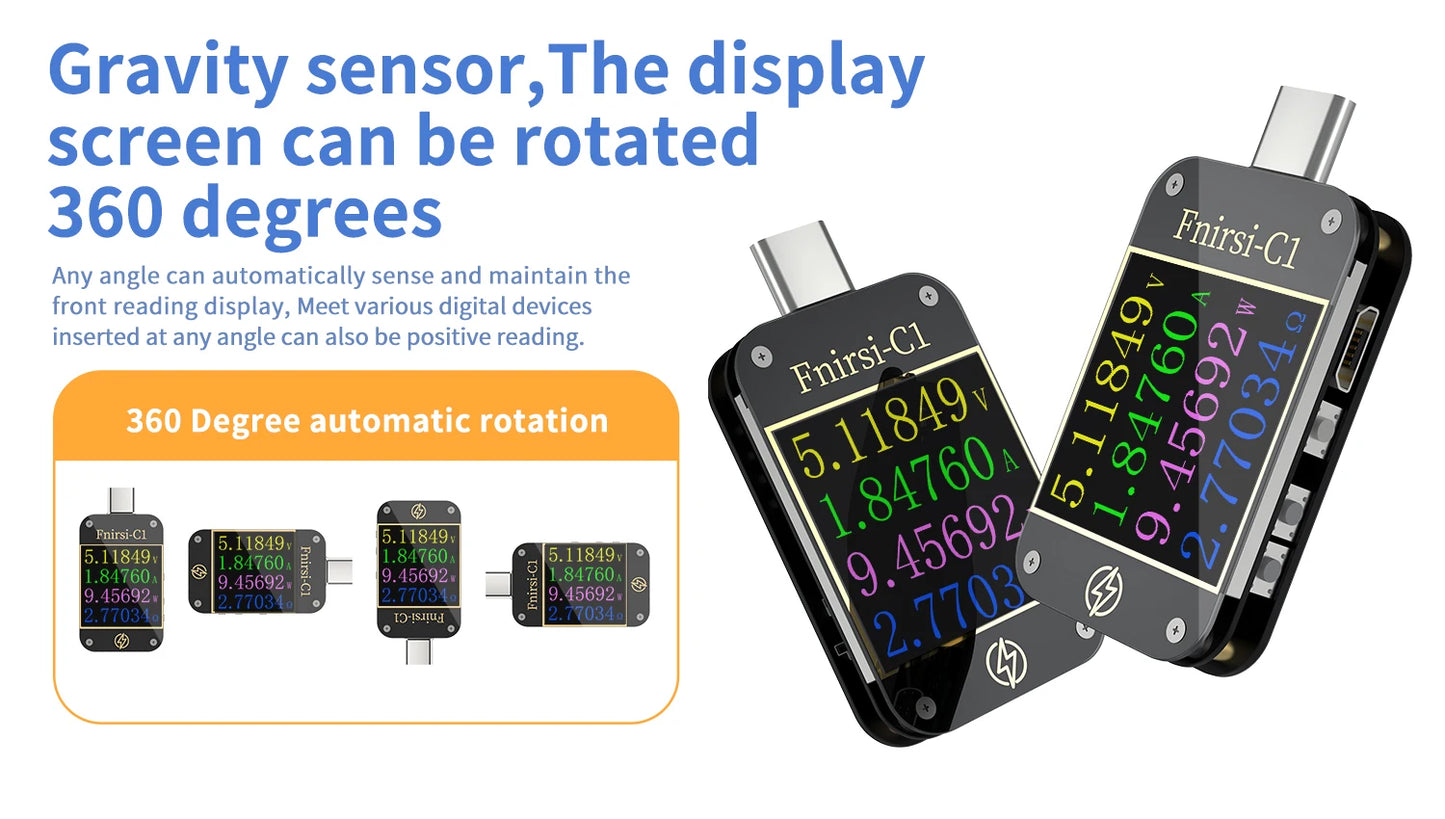 FNIRSI-C1 Type-C PD Trigger USB-C Voltmeter Ammeter Fast Charging Protocol Test Type-C Meter Power Bank tester With PC Software