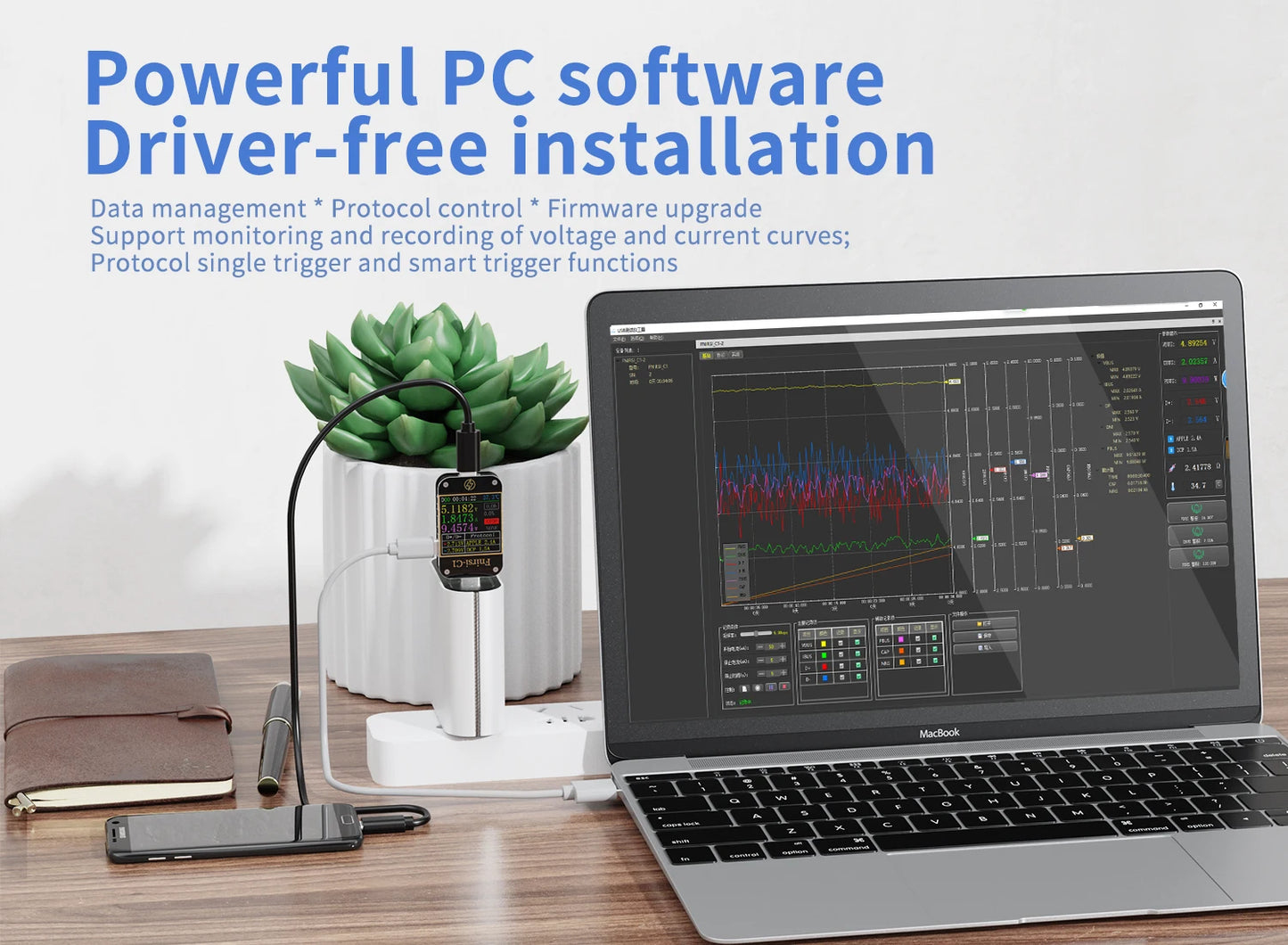 FNIRSI-C1 Type-C PD Trigger USB-C Voltmeter Ammeter Fast Charging Protocol Test Type-C Meter Power Bank tester With PC Software