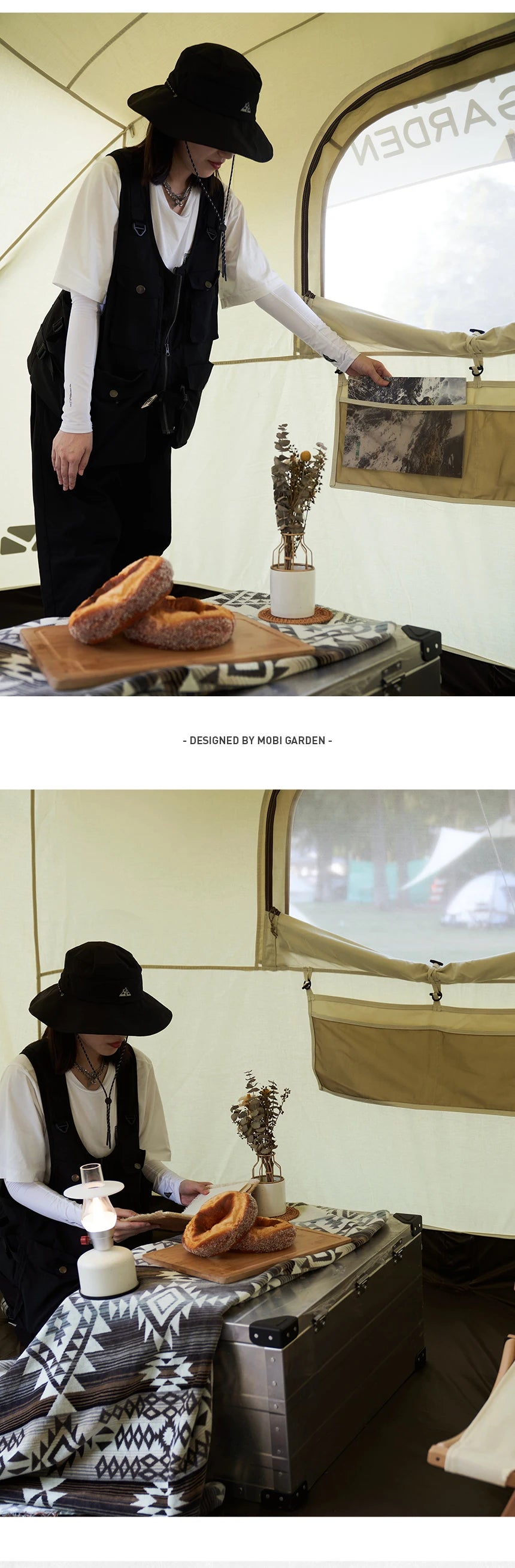 Mobi Garden Camping Era205 Cotton Tent Glamping Wide Space Double Cloth Membrane Waterproof Car Sunscreen Three-seater