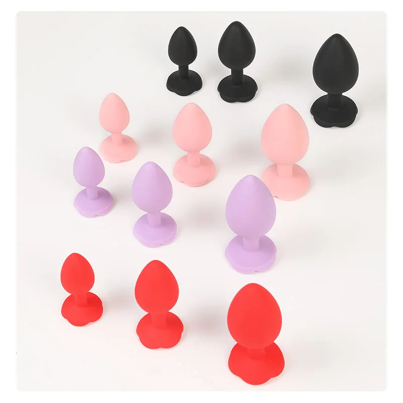 Rose Anal Plug 3 Size Silicone Butt Plugs Stimulator Anal Sex Toys Prostate Massager Anal Trainer Sex Toys for Men Women Couples